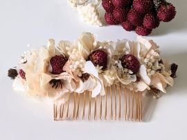 Peigne à cheveux fleuri pour coiffure de mariage en fleurs séchées & fleurs stabilisées Jeannette par Flora Paris