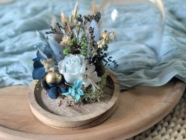 Cloche en verre fleurs stabilisées & fleurs séchées pour décoration d’intérieur Joy par Flora Paris