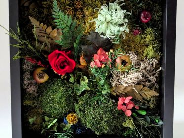 Tableau végétal en fleurs et plantes naturelles stabilisées Jardin Éternel par Flora Paris