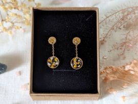 Boucles d’oreilles en fleurs séchées safran Louise par Flora Paris