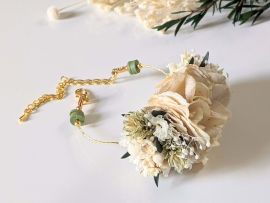 Bracelet de mariée artisanal en fleurs séchées & fleurs stabilisées Inès par Flora Paris