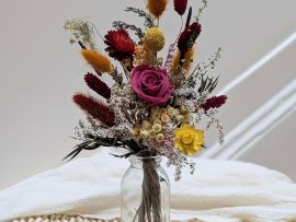 Petit bouquet de fleurs séchées aux couleurs automnales Ginger par Flora Paris