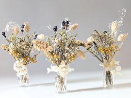 Mini bouquet de fleurs séchées pour décoration de table évènementielle Amarillo par Flora Paris