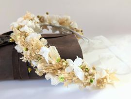 Couronne de cheveux pour coiffure de mariage en fleurs séchées & fleurs stabilisées Marmara par Flora Paris