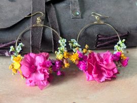 Boucles d’oreilles créoles en fleurs stabilisées Diane par Flora Paris