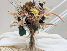 Petit bouquet de fleurs séchées naturelles aux tons ensoleillés Limone par Flora Paris