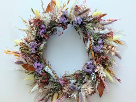 Couronne murale de fleurs naturelles séchées aux couleurs automnales Ginger par Flora Paris