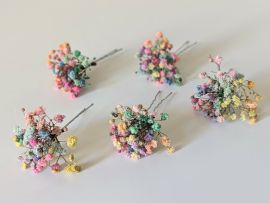 Épingle à cheveux ornée de gypsophile stabilisée multicolore Felicia par Flora Paris