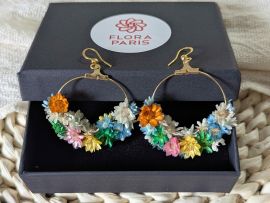 Boucles d’oreilles fleuries en glixia séchées multicolores Solenn par Flora Paris