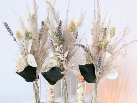 Ensemble de mini bouquets de fleurs séchées & fleurs stabilisées avec fioles en verre Altesse par Flora Paris