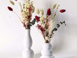 Duo de petits bouquets en fleurs séchées aux couleurs rouges et vertes Sofia par Flora Paris