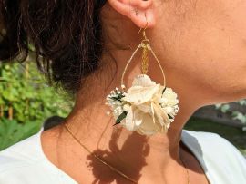 Boucles d’oreilles de mariée artisanales en fleurs séchées & fleurs stabilisées Inès par Flora Paris