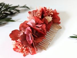 Peigne à cheveux fleuri pour coiffure de mariage en fleurs séchées & fleurs stabilisées Bayonne par Flora Paris