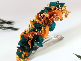 Barrette à cheveux fleurie pour coiffure de mariage en fleurs stabilisées Nila par Flora Paris