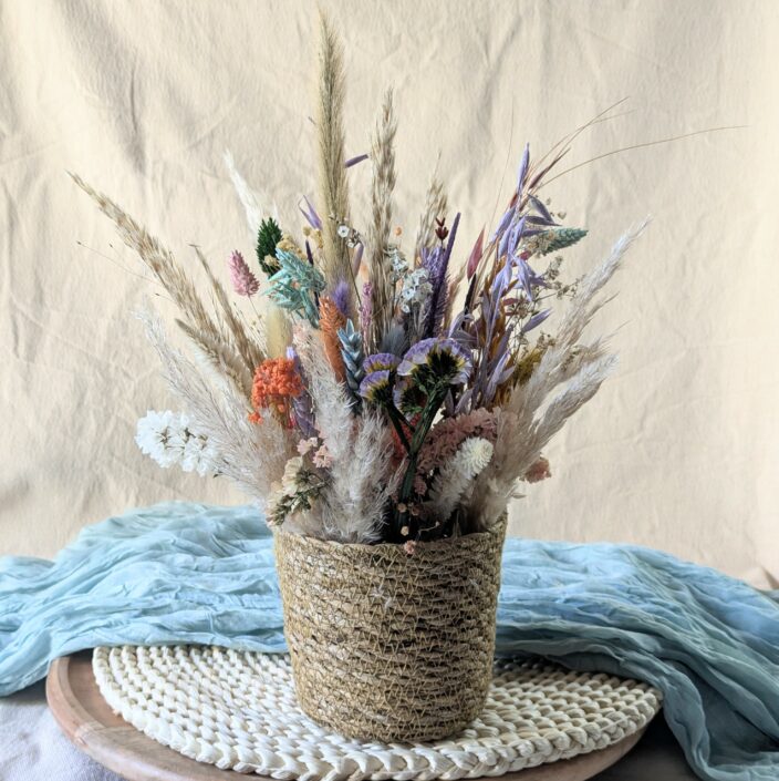 Panier de fleurs naturelles séchées et stabilisées aux couleurs vives, Bloom – Image 2