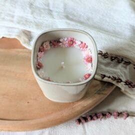 Bougie fleurie parfum gardénia, pivoine, Gloria