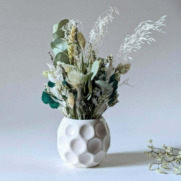Composition de fleurs stabilisées et fleurs séchées pot en céramique, Agapé 2