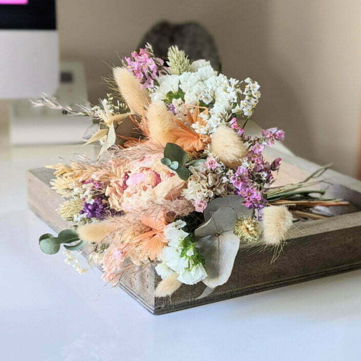 Mini bouquet de fleurs séchées & fleurs stabilisées dans les tons pastel, Gallia 2
