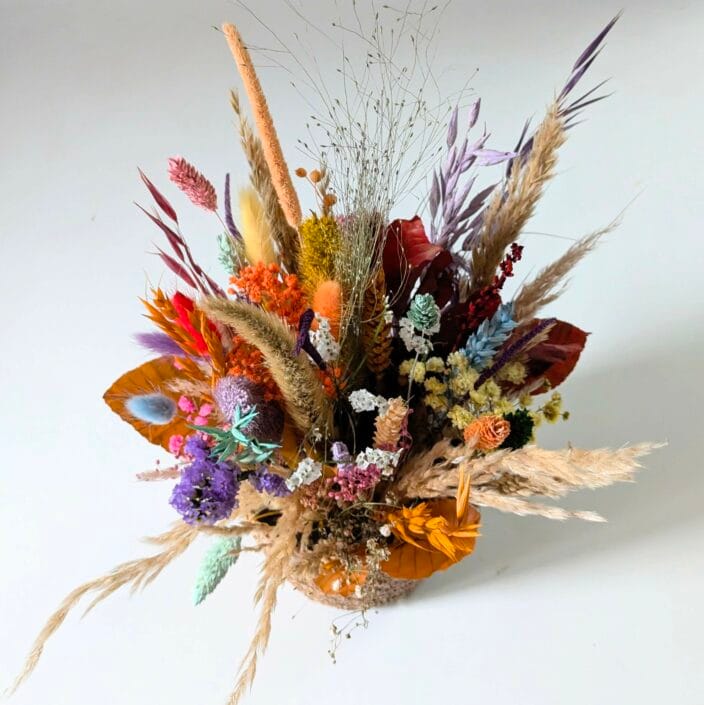 Panier de fleurs naturelles séchées et stabilisées aux couleurs vives, Bloom – Image 2