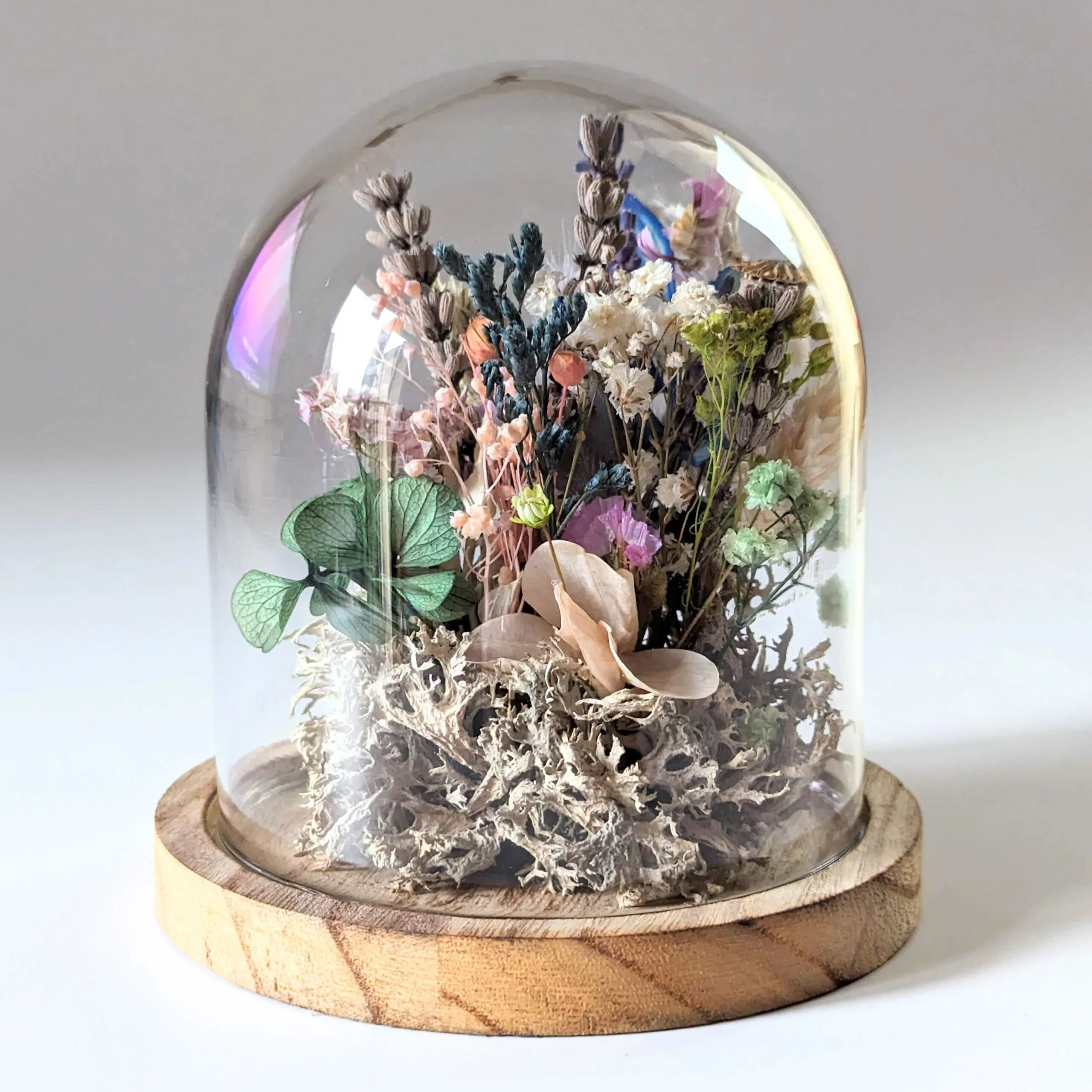 Cloche en verre avec fleurs séchées & fleurs préservées pour décoration d'intérieur peps, Ella – Image 2