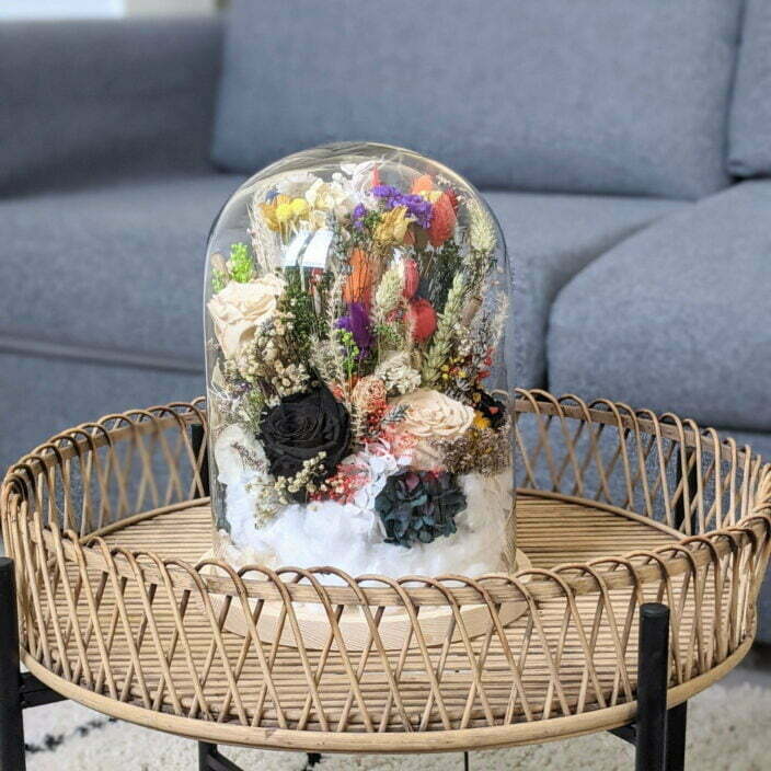 Cloche en verre avec fleurs séchées et préservées pour décoration d’intérieur, Flora 2.0 4