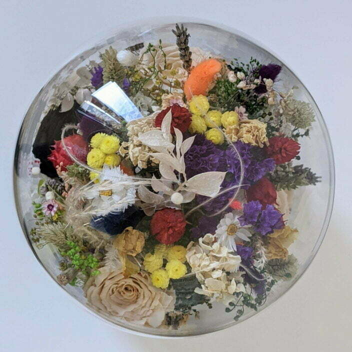Cloche en verre avec fleurs séchées et préservées pour décoration d’intérieur, Flora 2.0 3