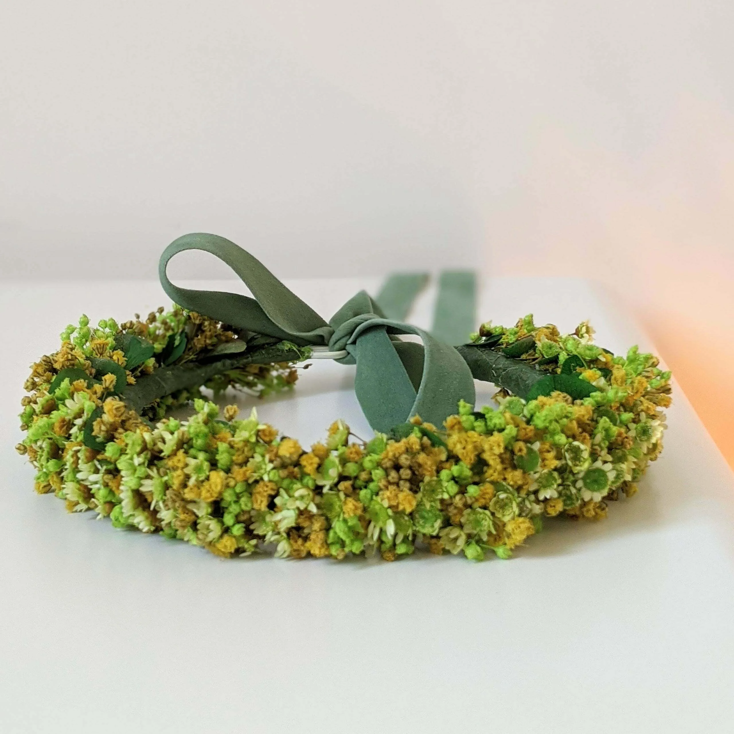 Couronne de cheveux de fleurs séchées & fleurs stabilisées, Aline – Image 2