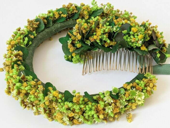 Peigne à cheveux fleuri pour coiffure de mariage en fleurs séchées & fleurs stabilisées, Aline 4