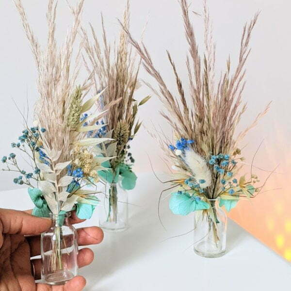 Trio de mini bouquets de fleurs séchées & fleurs stabilisées, Percé 2