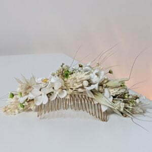 Peigne à cheveux fleuri pour coiffure de mariage en fleurs séchées & fleurs stabilisées, Marmara