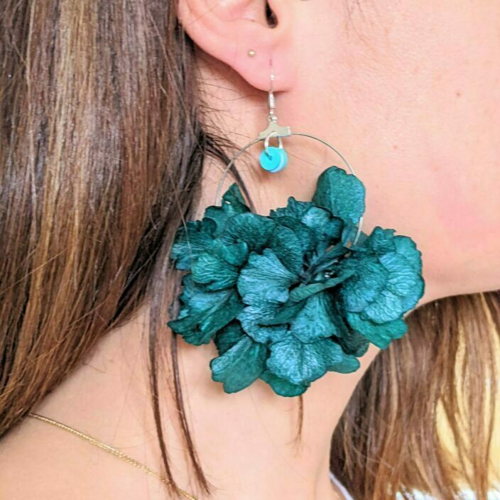 Boucles d’oreilles créoles en fleurs stabilisées, Katy 5