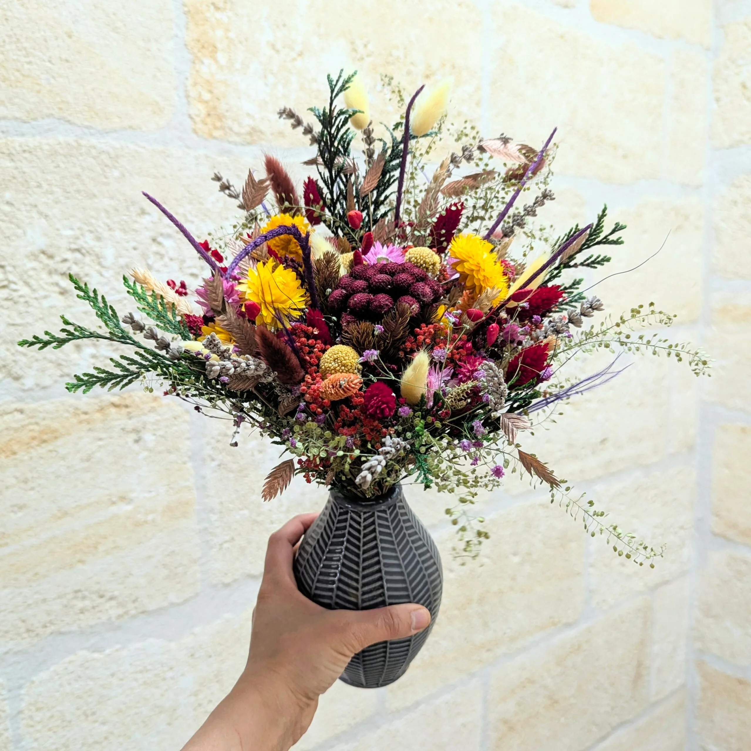 Bouquet de fleurs naturelles séchées & fleurs stabilisées, Mila – Image 4