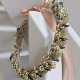 Couronne de cheveux de fleurs séchées & stabilisées bleues, Mona