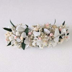 Barrette à cheveux fleurie pour coiffure de mariage en fleurs séchées & fleurs stabilisées, Rafaela