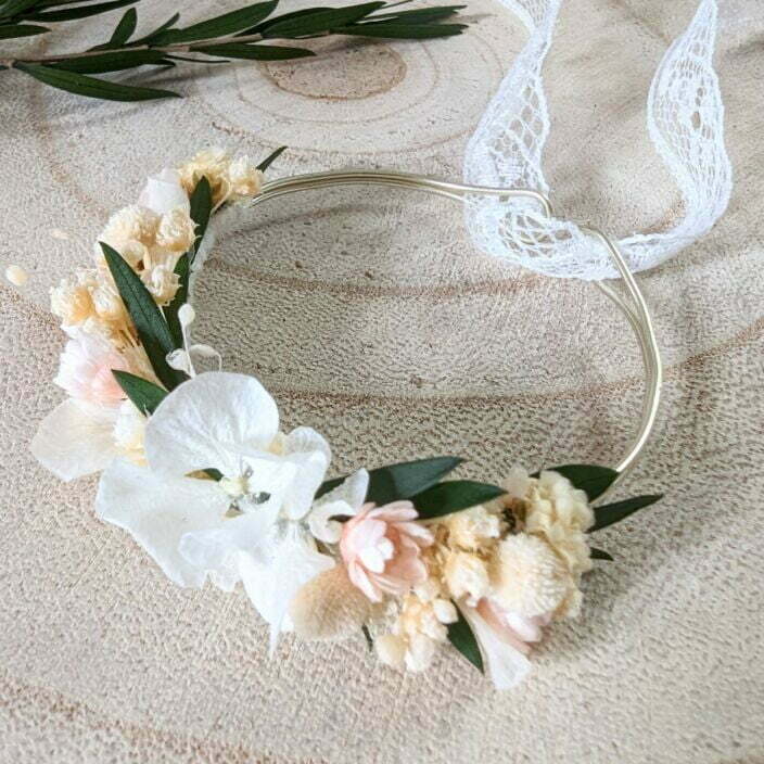 Bracelet de mariée, demoiselle d’honneur en fleurs séchées & fleurs stabilisées, Rafaela