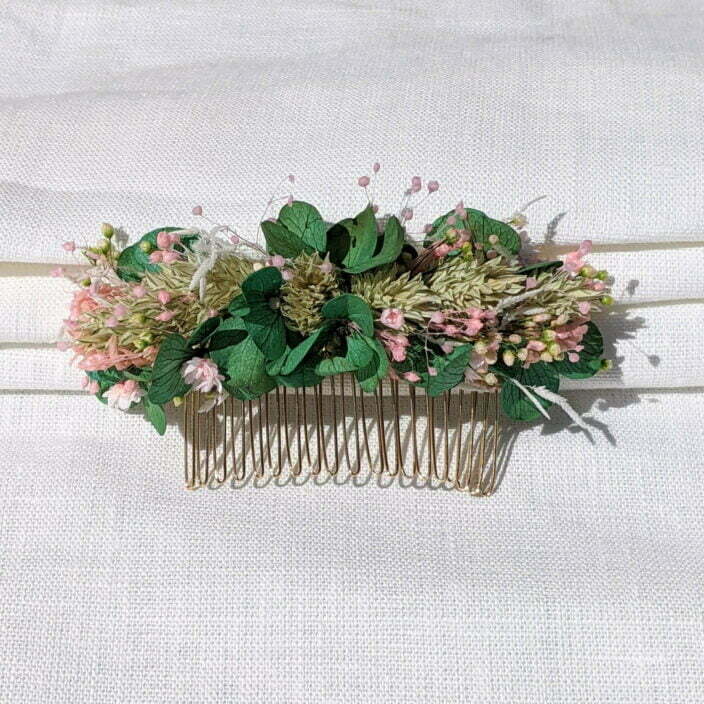 Peigne à cheveux fleuri pour coiffure de mariage en fleurs séchées & fleurs stabilisées, Esma