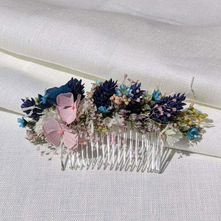 Peigne à cheveux fleuri pour coiffure de mariage en fleurs séchées & fleurs stabilisées, Joyce