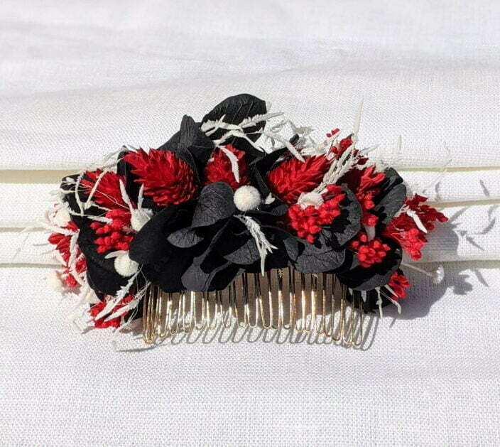 Peigne à cheveux fleuri pour coiffure de mariage en fleurs séchées & fleurs stabilisées, Lolita