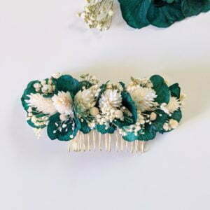 Peigne à cheveux fleuri pour coiffure de mariage en fleurs séchées & fleurs stabilisées, Malèna