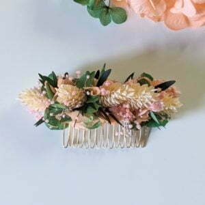 Peigne à cheveux fleuri pour coiffure de mariage en fleurs séchées & fleurs stabilisées, Vania