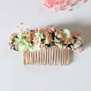 Peigne à cheveux fleuri pour coiffure de mariage en fleurs séchées & fleurs stabilisées, Catalina