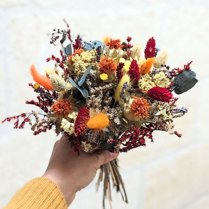 Bouquet de fleurs séchées pour décoration d’intérieur ensoleillé, Agrume 3