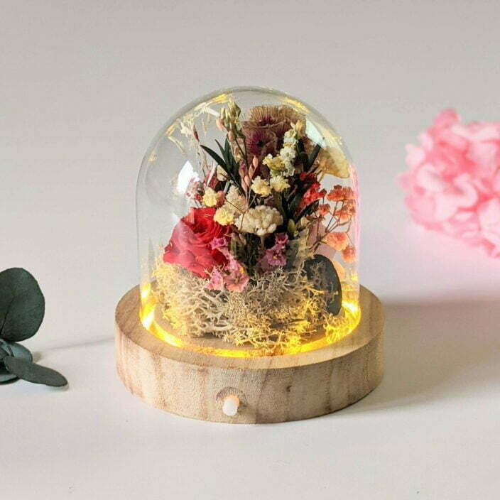 Mini cloche en verre avec fleurs séchées & fleurs stabilisées, décoration d’intérieur pour Noël, Gabrielle 2