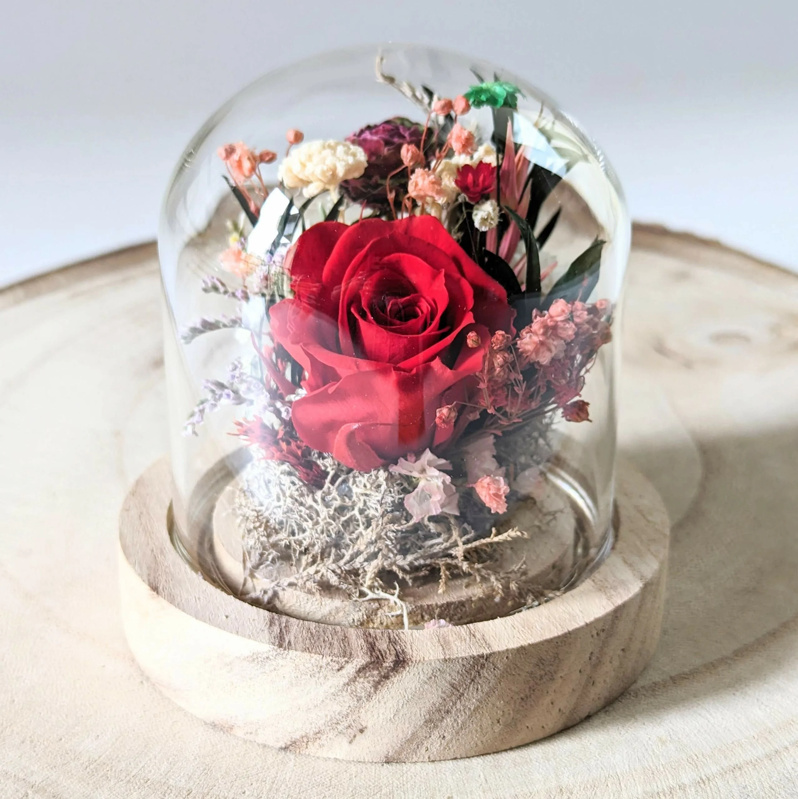 Mini cloche en verre avec fleurs séchées & fleurs stabilisées, décoration d'intérieur pour Noël, Gabrielle – Image 4