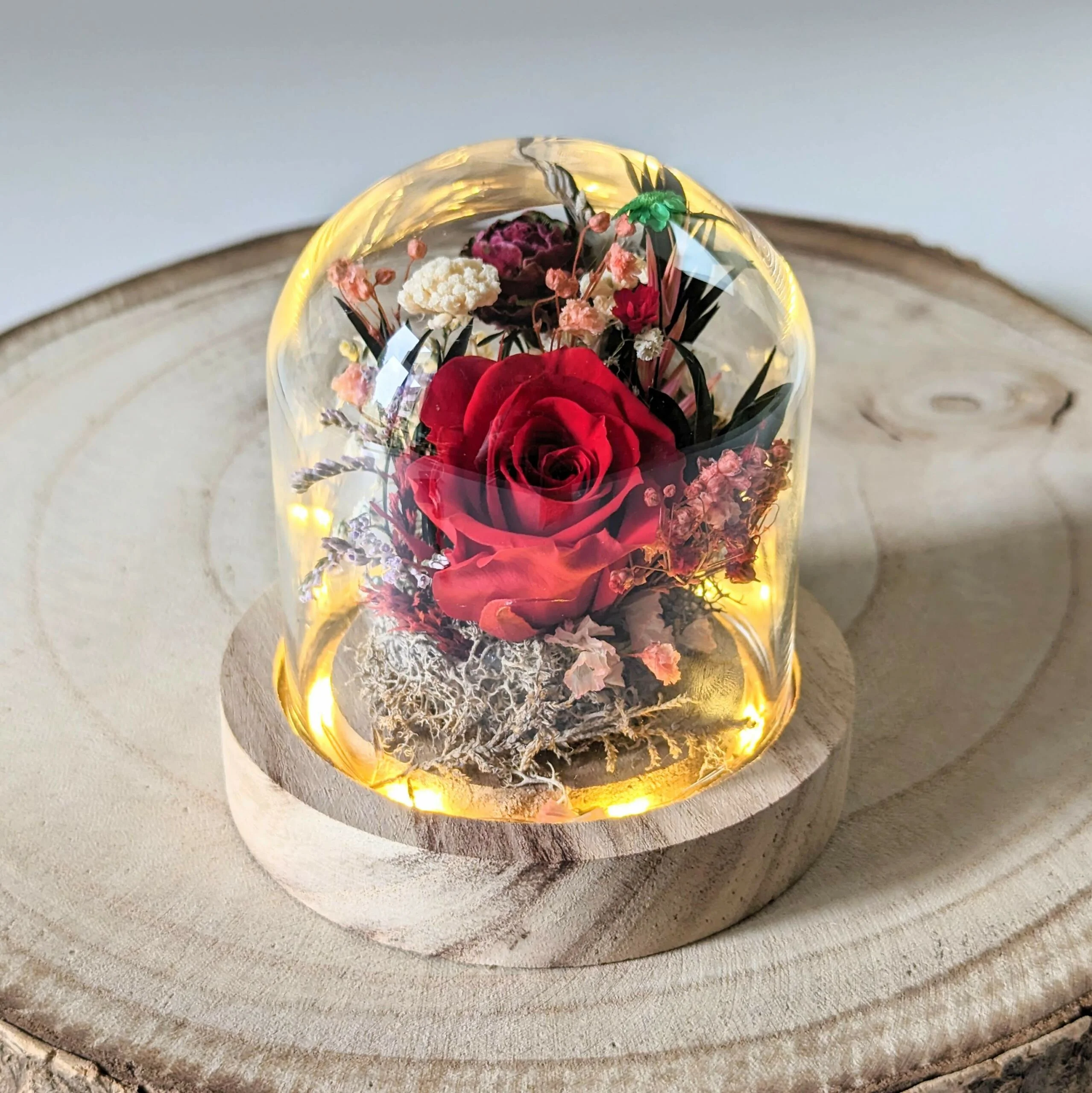 Mini cloche en verre avec fleurs séchées & fleurs stabilisées, décoration d'intérieur pour Noël, Gabrielle – Image 2