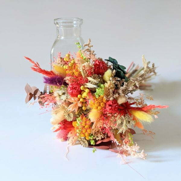 Bouquet de fleurs séchées et fleurs stabilisées aux couleurs automnales, Pretty