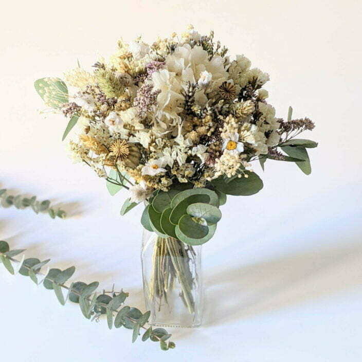 Petit bouquet de fleurs séchées et stabilisées couleurs pastel, Noirmoutier