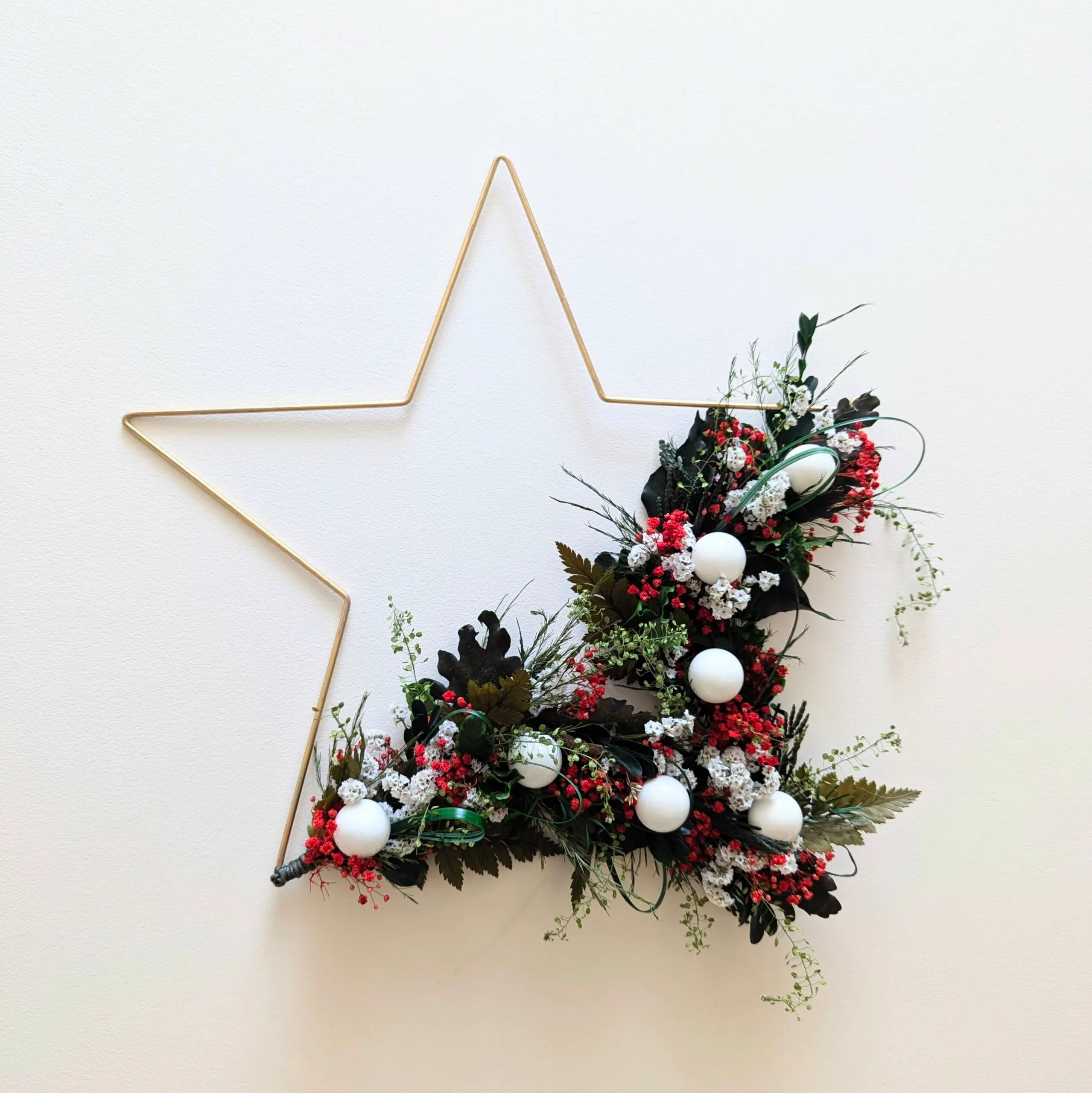 Étoile ornée de fleurs stabilisées pour décoration de Noël, Céleste – Image 4