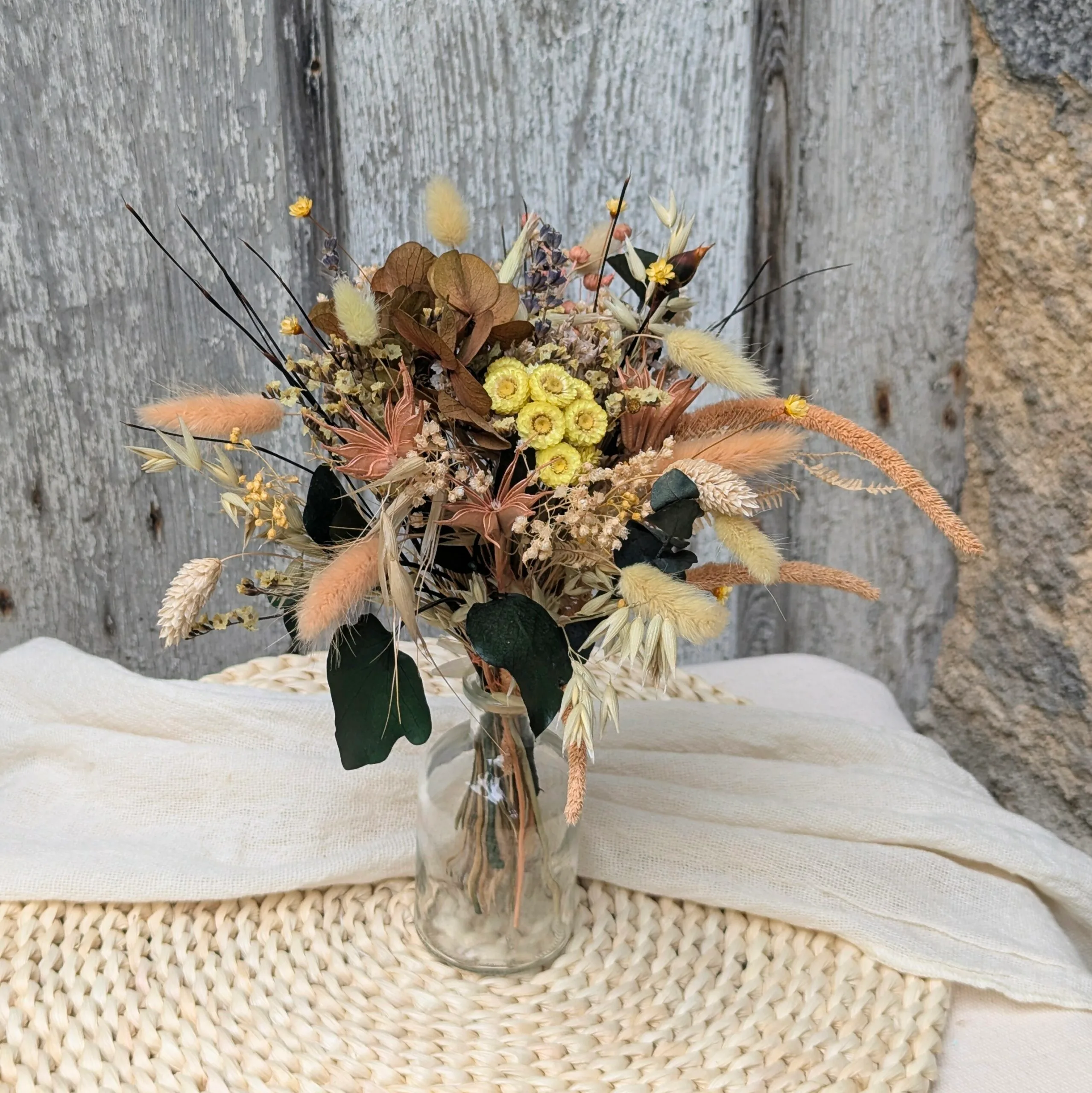 Petit bouquet de fleurs séchées naturelles aux tons ensoleillés, Limone – Image 3