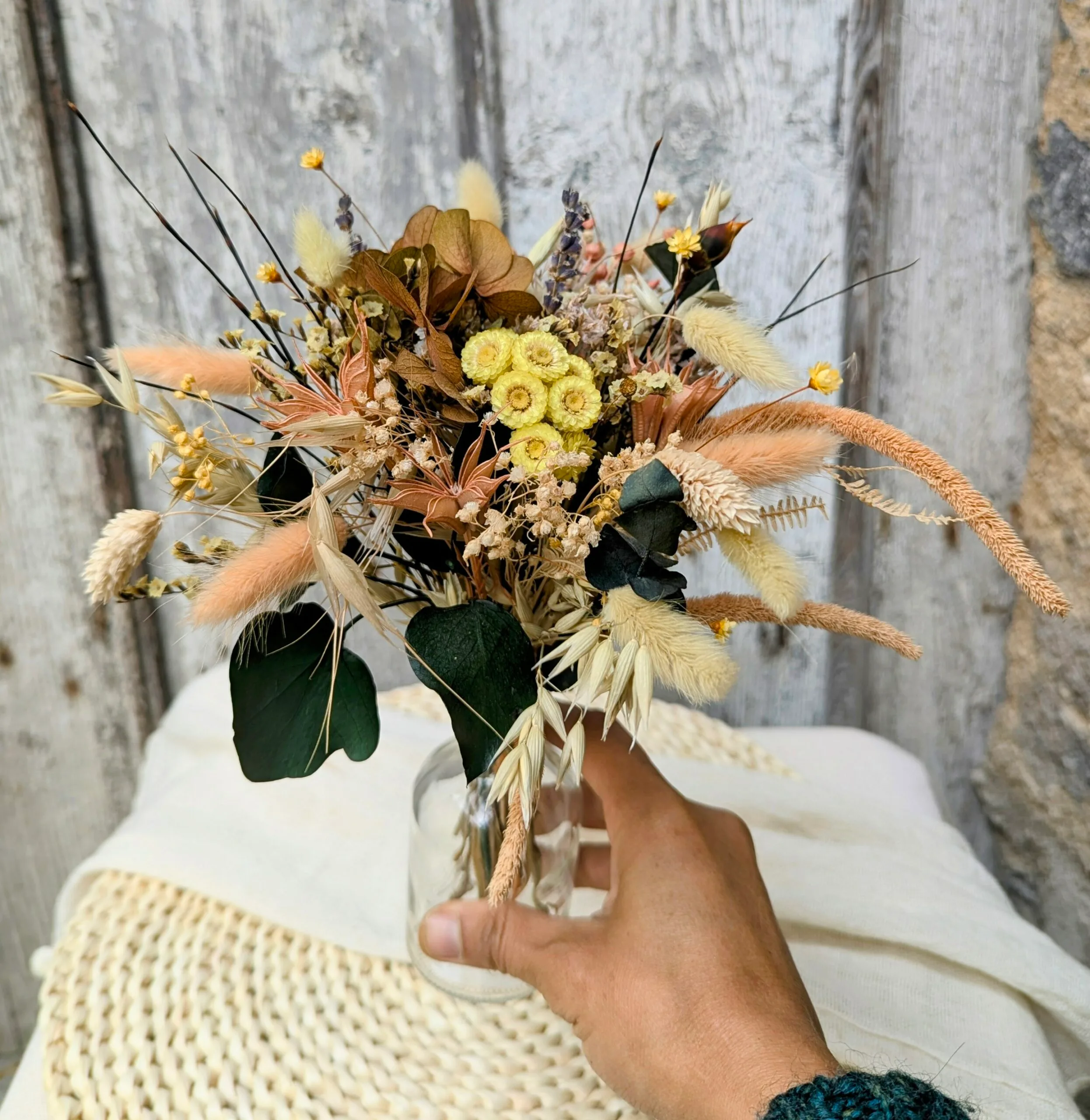 Petit bouquet de fleurs séchées naturelles aux tons ensoleillés, Limone – Image 2